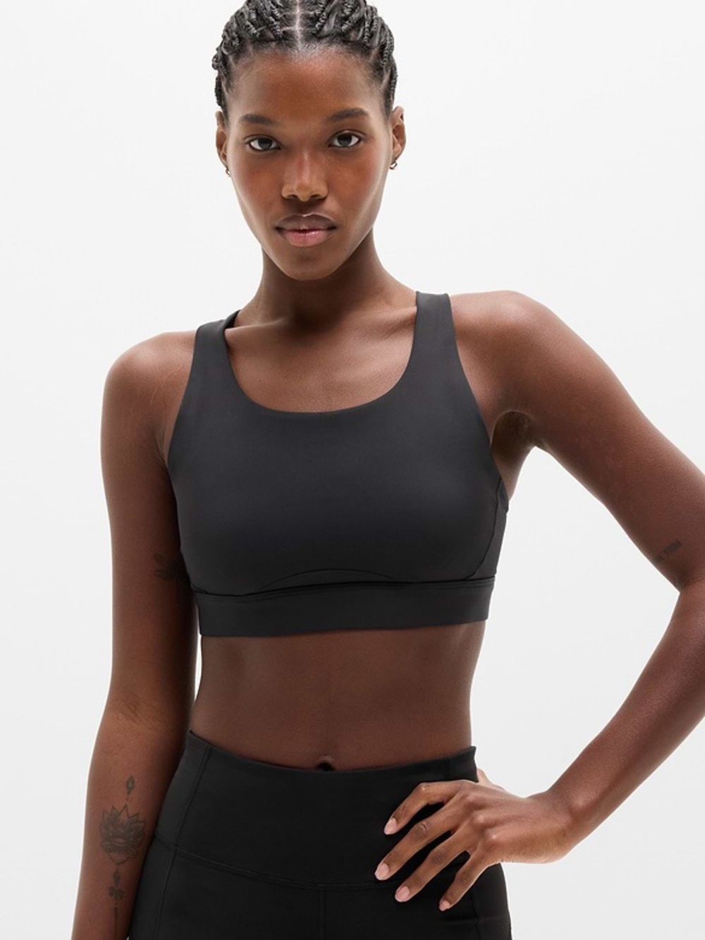 Athleta Black Scoop-Front Sports Bra